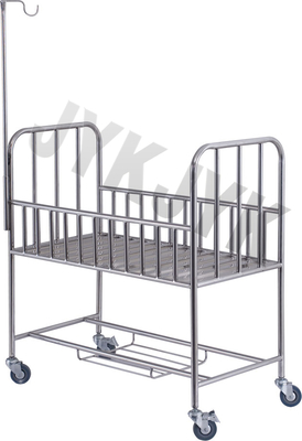 304SUS Hospital Infant Crib Baby Bassinet Bed Trolley Basket With Four Castors