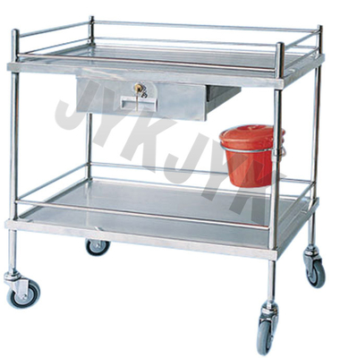 Healthcare Resuscitation Defibrillator Crash Trolley Equipment With Two Shelves