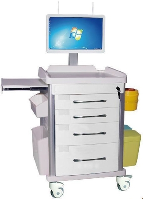Integrated Wireless Medicine Emergency Crash Cart Nursing Trolley With Display Holder