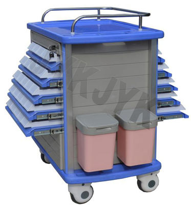 ABS  Medicine Trolley with double side drawers medical trolley cart 